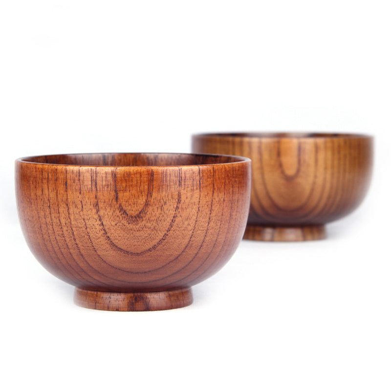 Jujube Wood Rice, Salad, and Soup Bowl - Unbreakable Tableware for Kids