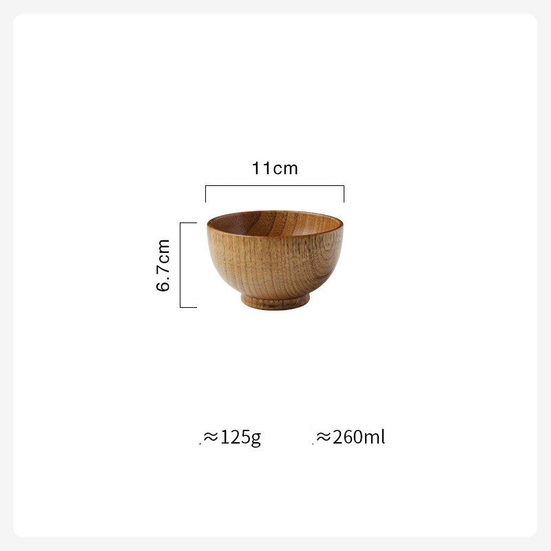 Jujube Wood Rice, Salad, and Soup Bowl - Unbreakable Tableware for Kids