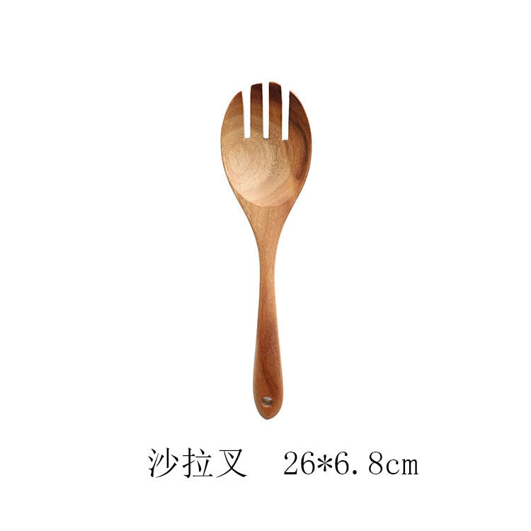 Natural Teak Wood Kitchen Utensil and Serving Set | Spoon, Ladle, Spatula Set | Won't Damage Your Pots and Pans