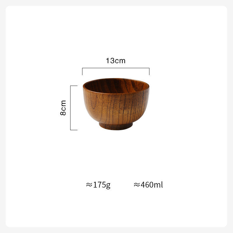 Jujube Wood Rice, Salad, and Soup Bowl - Unbreakable Tableware for Kids