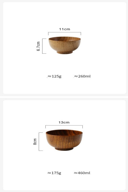 Jujube Wood Rice, Salad, and Soup Bowl - Unbreakable Tableware for Kids