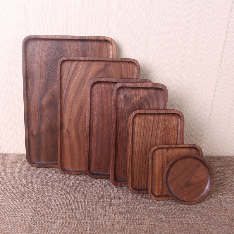 Japanese Style Black Walnut Wooden Serving Tray Set