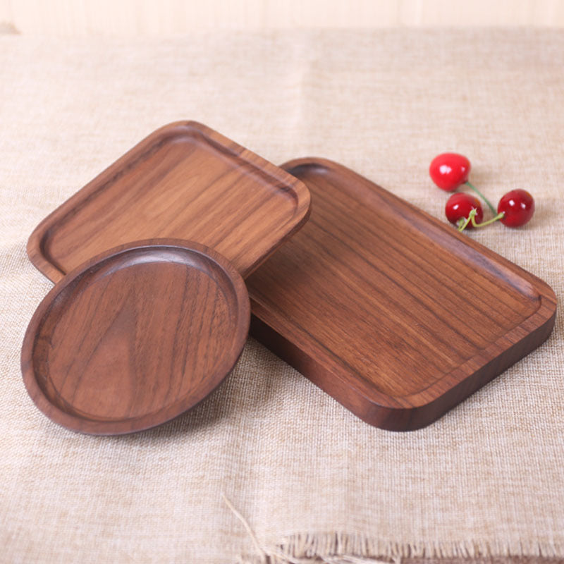 Japanese Style Black Walnut Wooden Serving Tray Set