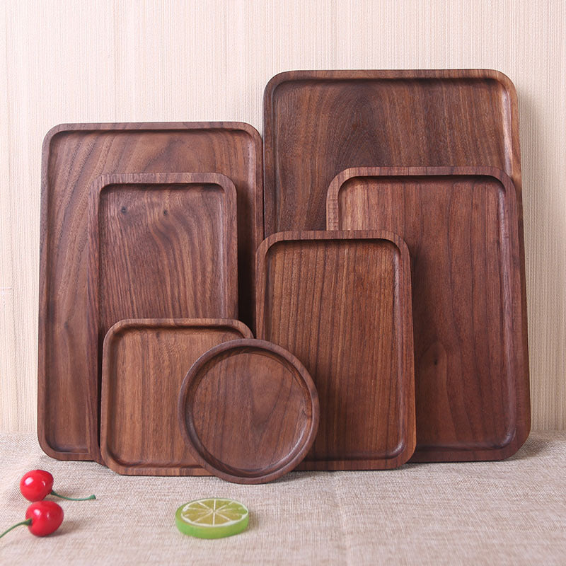 Japanese Style Black Walnut Wooden Serving Tray Set